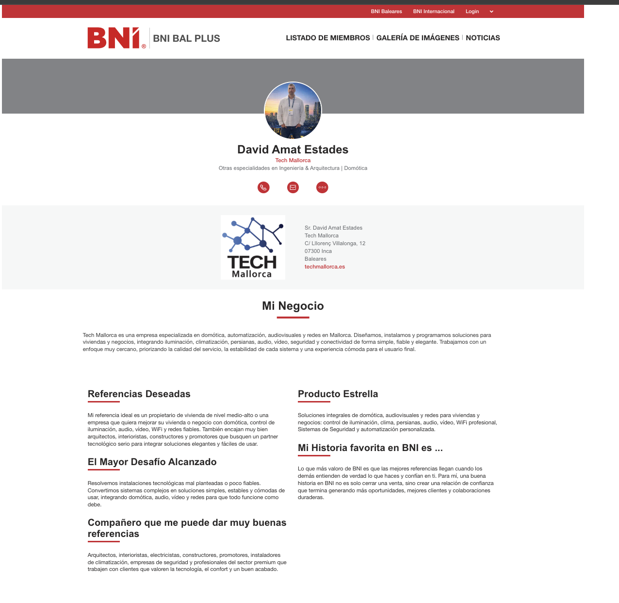 Tech Mallorca se incorpora a BNI BAL PLUS